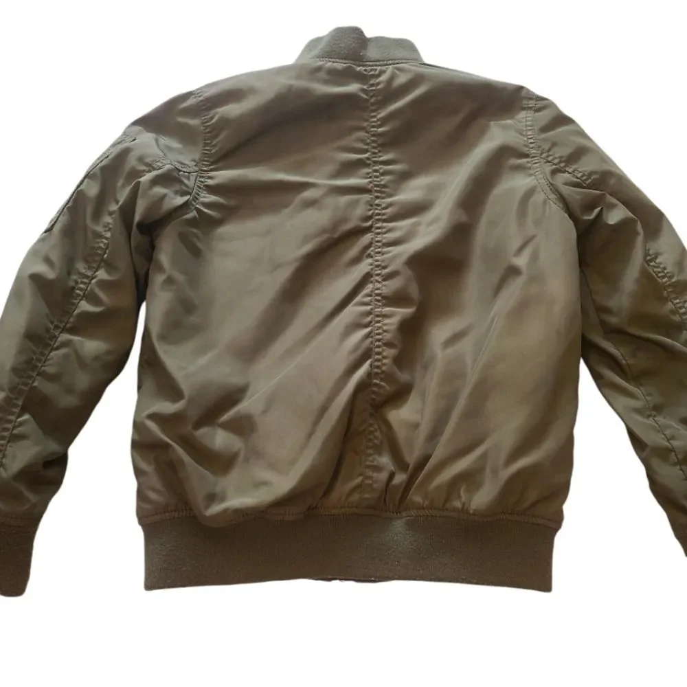H&M Coat Lined‎ Zippered Warm Army Green sz 8-9 yrs